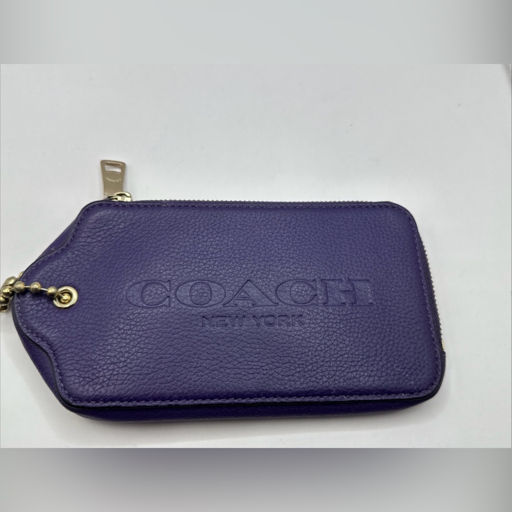 Coach New York Purple Leather Wristlet Pouch - Picture 4 of 14